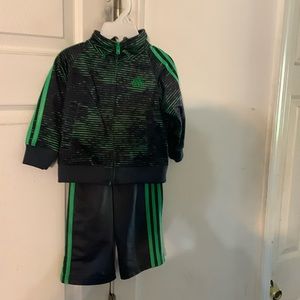 Adidas-Infant boy track suit, green and gray, 1 red Adidas infant boy jacket